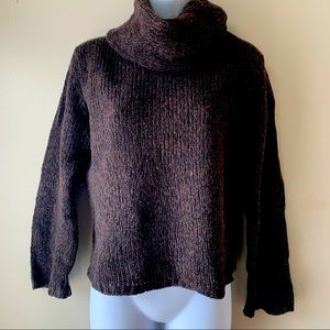 🇪🇸 MASSIMO DUTTI crop wool brown turtleneck size XL
